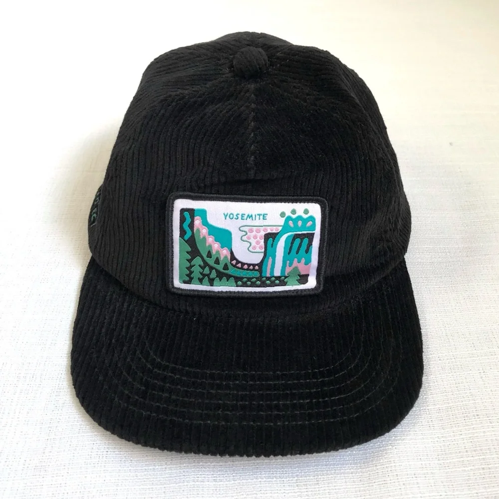 Parks Project Yosemite Black Corduroy Adjustable Baseball Cap Hat One Size